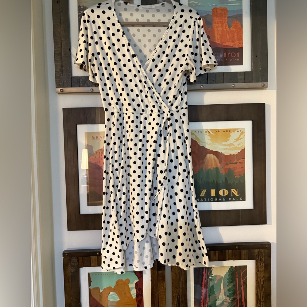 Caution To The Wind Black and White Polka Dot Midi Dress